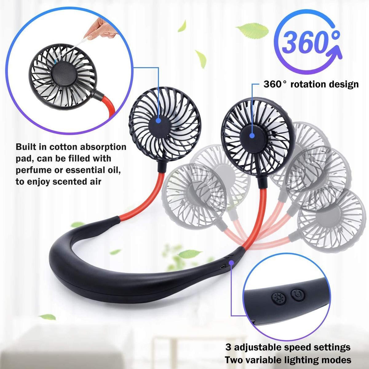 Hanging Neck Fan for Kitchen Folding Handheld Fan