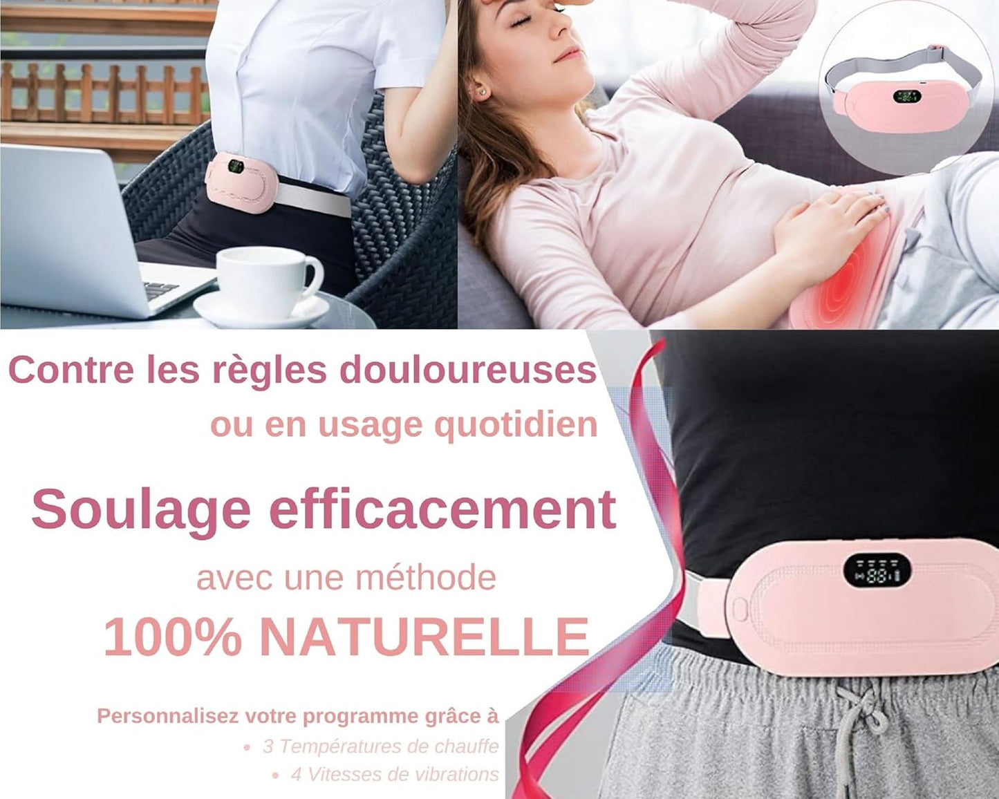 Digital Period Heating Pad & Vibrating Belt | 3 Heat Levels