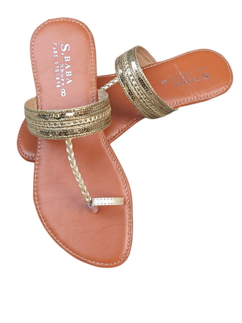 Stylish Golden PU Leather Kolhapuri Chappal for Women