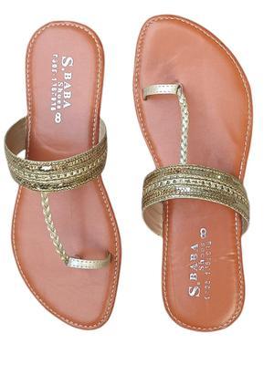 Stylish Golden PU Leather Kolhapuri Chappal for Women