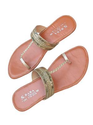 Stylish Golden PU Leather Kolhapuri Chappal for Women