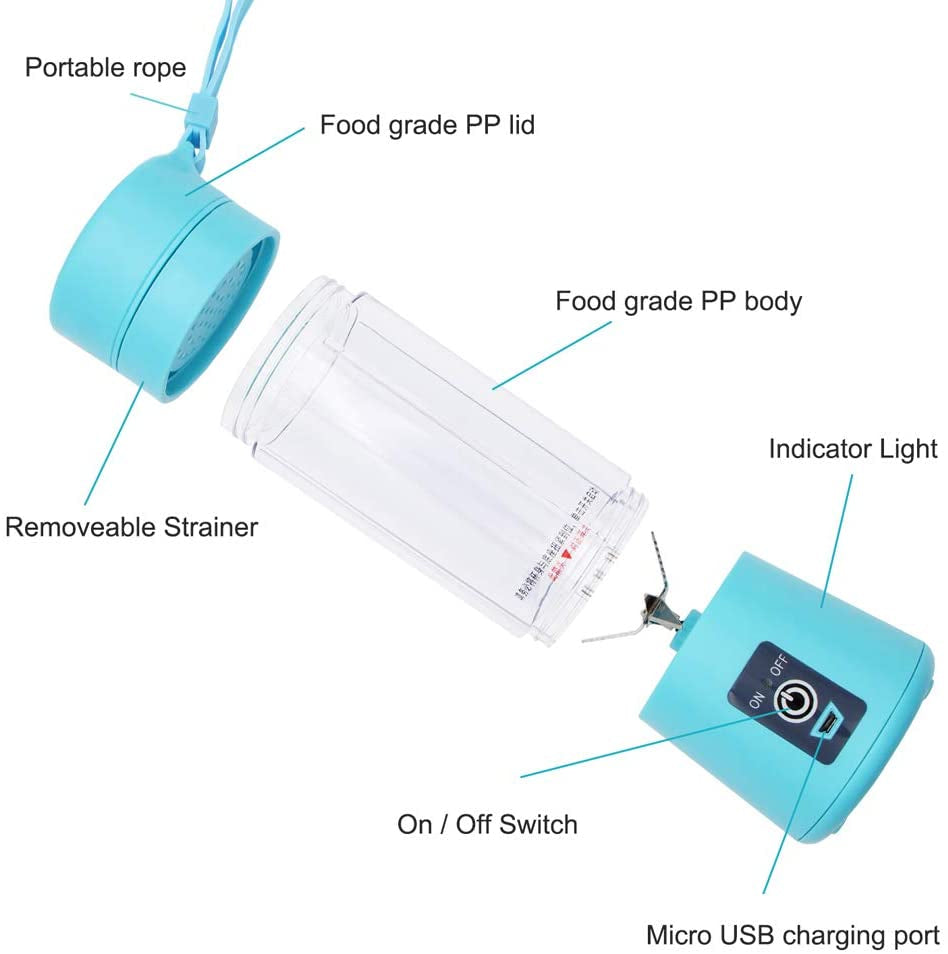 Portable Powerful 6 Blades USB Rechargeable Juicer