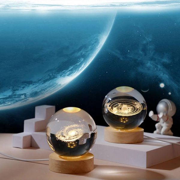 Crystal Ball Night Light Glowing Planet Galaxy Astronaut