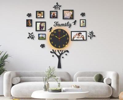 Beautiful Family Tree Laminated Wall Clock With Backlight