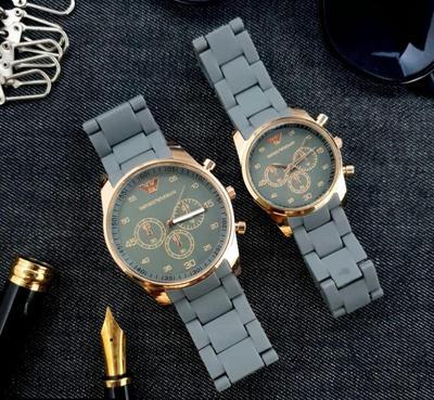 2 Pcs Unisex Stainless Steel Chronograph Couple Watches